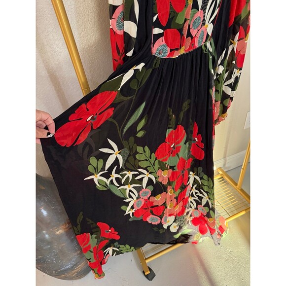 Farm Rio Long-Sleeve V-Neck Floral Maxi Dress M - Picture 4 of 10